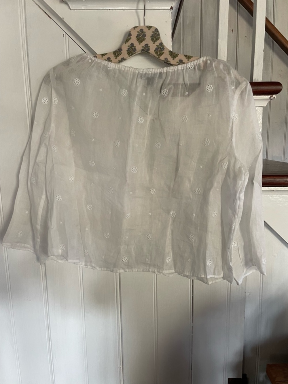 J. Crew White Eyelet Tie-Front Peasant Blouse - Picture 5 of 6